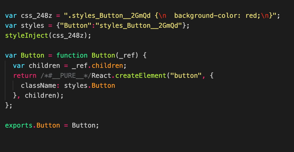 Injected CSS styles in compiled output